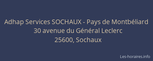 Adhap Services SOCHAUX - Pays de Montb&eacute;liard