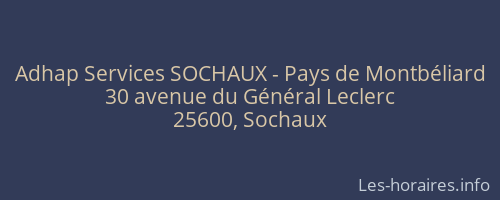 Adhap Services SOCHAUX - Pays de Montbéliard
