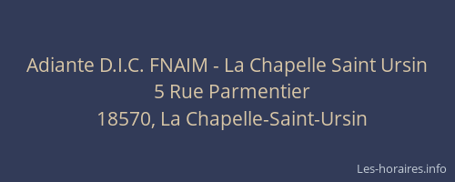 Adiante D.I.C. FNAIM - La Chapelle Saint Ursin