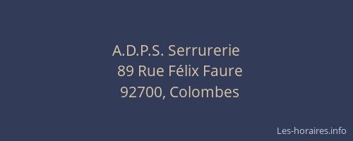 A.D.P.S. Serrurerie