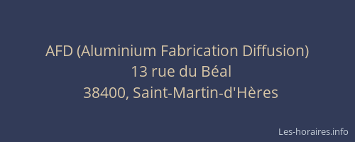 AFD (Aluminium Fabrication Diffusion)