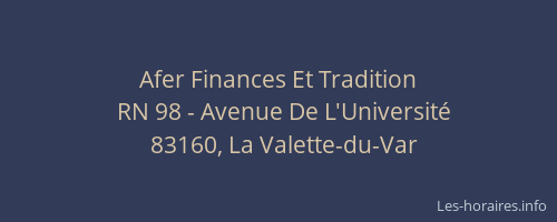 Afer Finances Et Tradition