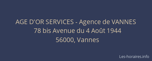 AGE D'OR SERVICES - Agence de VANNES