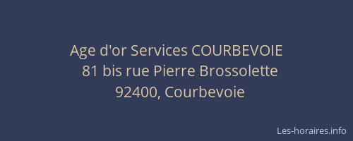 Age d'or Services COURBEVOIE