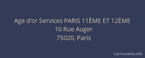 Age d'or Services PARIS 11ÈME ET 12ÈME