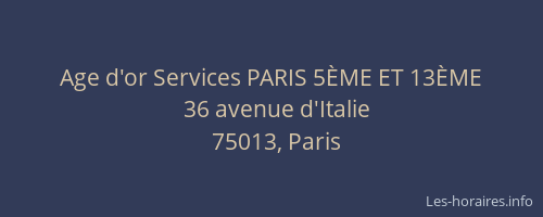 Age d'or Services PARIS 5ÈME ET 13ÈME