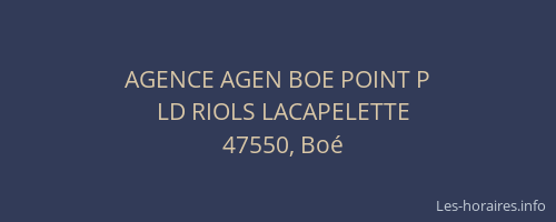 AGENCE AGEN BOE POINT P