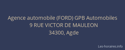 Agence automobile (FORD) GPB Automobiles
