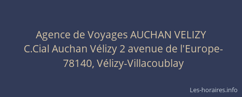 Agence de Voyages AUCHAN VELIZY