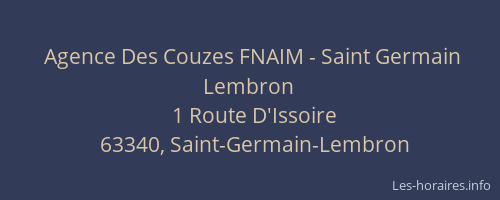 Agence Des Couzes FNAIM - Saint Germain Lembron