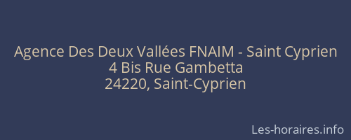 Agence Des Deux Vallées FNAIM - Saint Cyprien