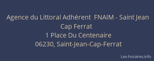 Agence du Littoral Adhérent  FNAIM - Saint Jean Cap Ferrat