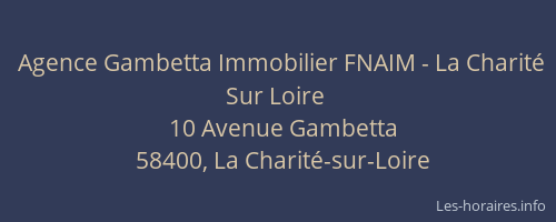 Agence Gambetta Immobilier FNAIM - La Charit&eacute; Sur Loire