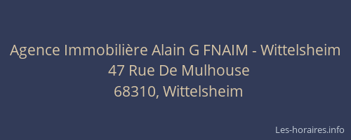 Agence Immobili&egrave;re Alain G FNAIM - Wittelsheim