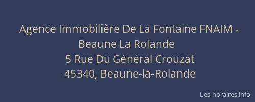 Agence Immobili&egrave;re De La Fontaine FNAIM - Beaune La Rolande