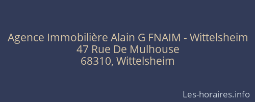 Agence Immobilière Alain G FNAIM - Wittelsheim