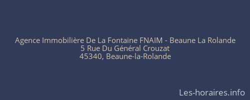 Agence Immobilière De La Fontaine FNAIM - Beaune La Rolande