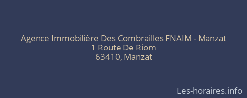 Agence Immobilière Des Combrailles FNAIM - Manzat