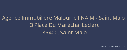 Agence Immobilière Malouine FNAIM - Saint Malo