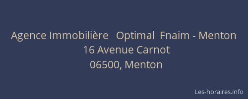 Agence Immobilière   Optimal  Fnaim - Menton