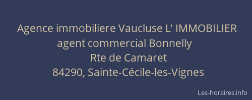 Agence immobiliere Vaucluse L' IMMOBILIER agent commercial Bonnelly