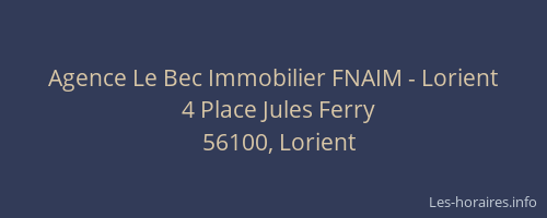 Agence Le Bec Immobilier FNAIM - Lorient
