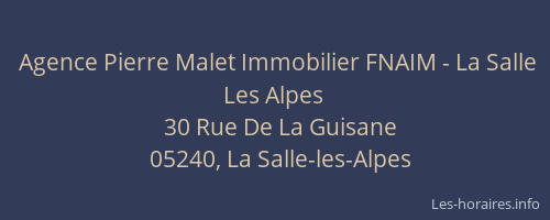 Agence Pierre Malet Immobilier FNAIM - La Salle Les Alpes