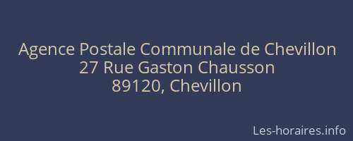 Agence Postale Communale de Chevillon