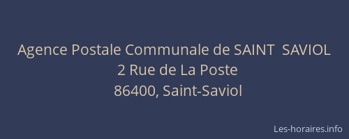 Agence Postale Communale de SAINT  SAVIOL