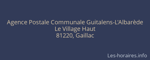 Agence Postale Communale Guitalens-L'Albarède