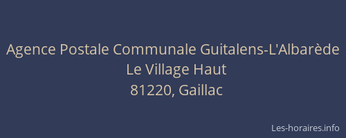 Agence Postale Communale Guitalens-L'Albarède