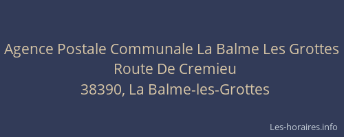 Agence Postale Communale La Balme Les Grottes