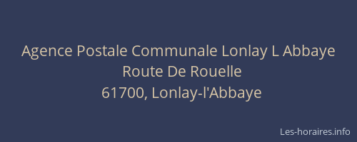 Agence Postale Communale Lonlay L Abbaye