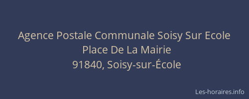 Agence Postale Communale Soisy Sur Ecole