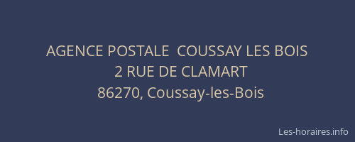 AGENCE POSTALE  COUSSAY LES BOIS