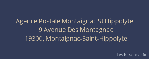 Agence Postale Montaignac St Hippolyte