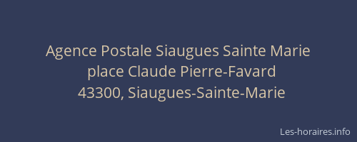 Agence Postale Siaugues Sainte Marie