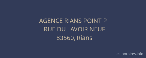 AGENCE RIANS POINT P