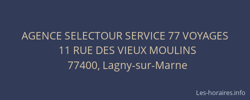 AGENCE SELECTOUR SERVICE 77 VOYAGES