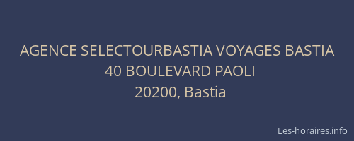 AGENCE SELECTOURBASTIA VOYAGES BASTIA