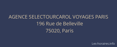 AGENCE SELECTOURCAROL VOYAGES PARIS