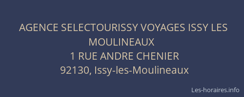 AGENCE SELECTOURISSY VOYAGES ISSY LES MOULINEAUX