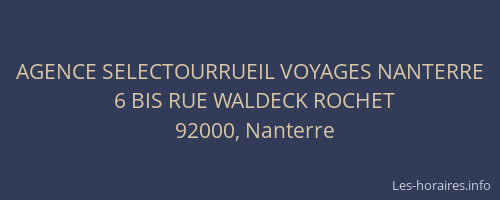 AGENCE SELECTOURRUEIL VOYAGES NANTERRE