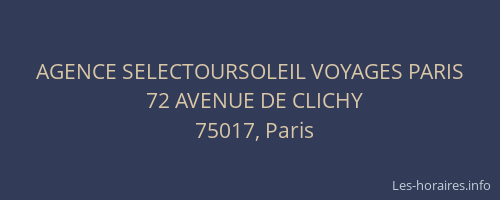 AGENCE SELECTOURSOLEIL VOYAGES PARIS