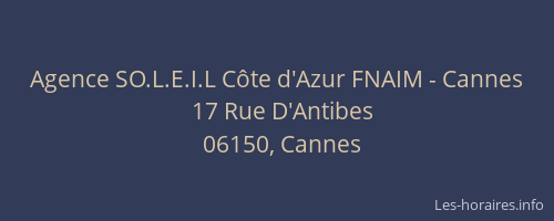 Agence SO.L.E.I.L Côte d'Azur FNAIM - Cannes