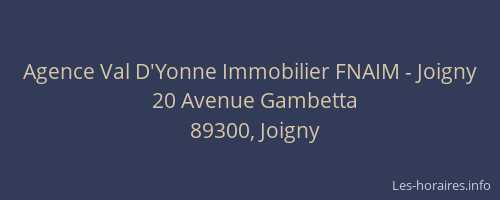 Agence Val D'Yonne Immobilier FNAIM - Joigny