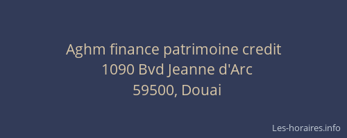 Aghm finance patrimoine credit