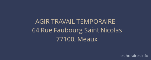 AGIR TRAVAIL TEMPORAIRE