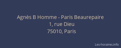 Agnès B Homme - Paris Beaurepaire