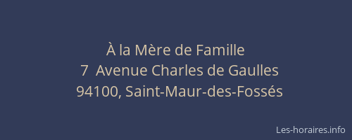 &Agrave; la M&egrave;re de Famille